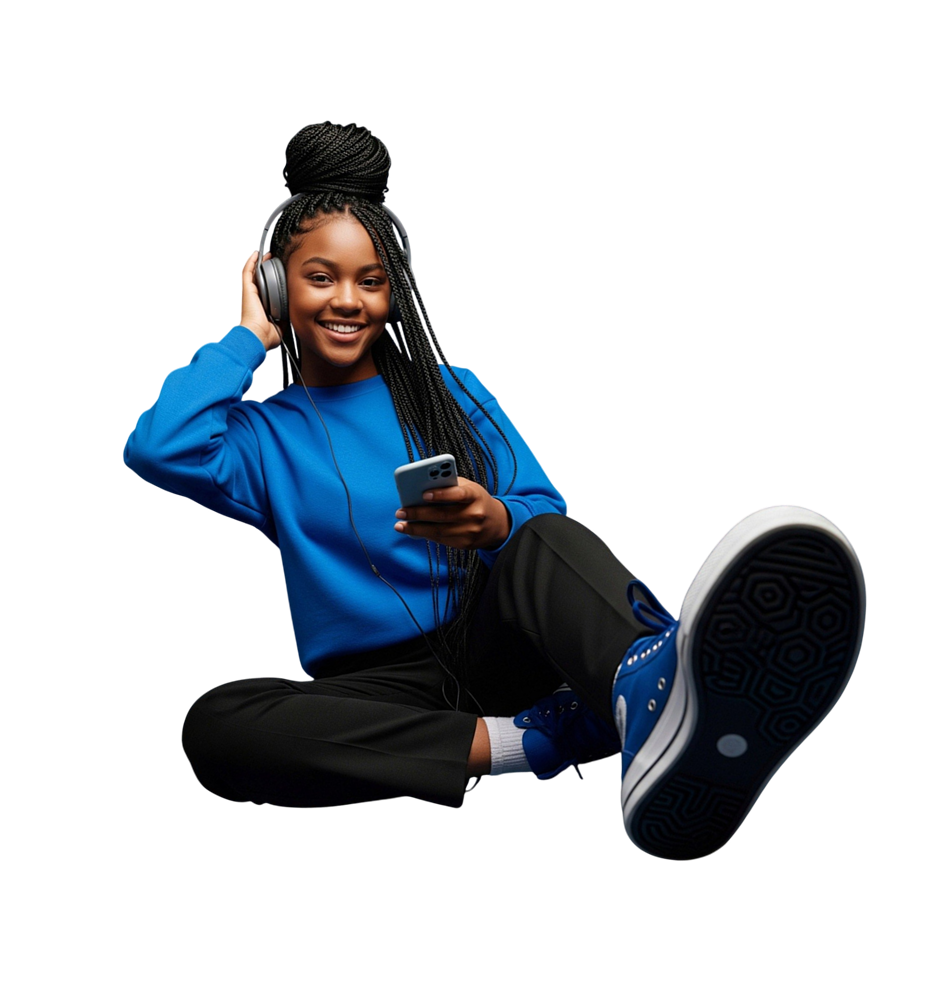 Black girl pressing phone